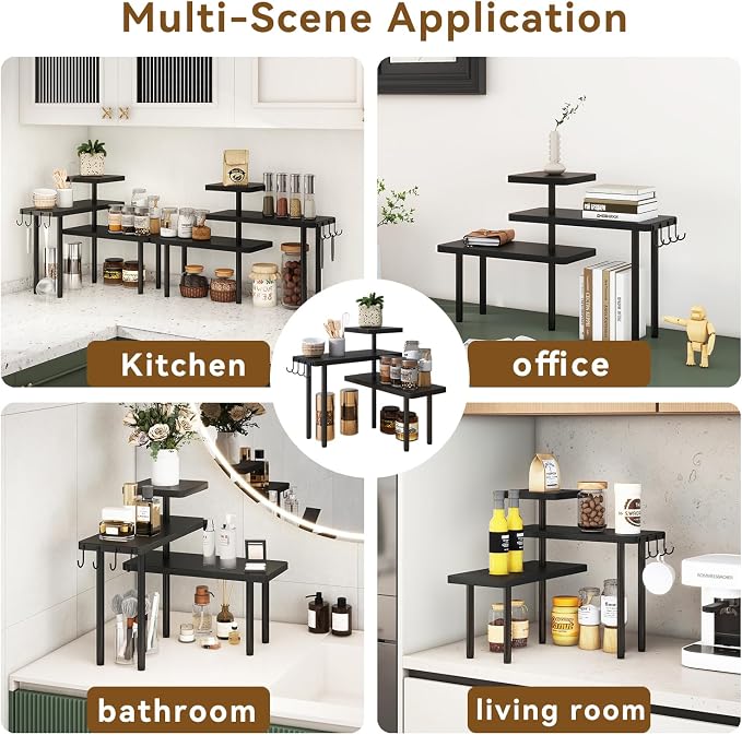 IBUYKE Countertop Organizer, 3-Tier Spice Racks, Kitchen Counter Corner Shelf - Image 7