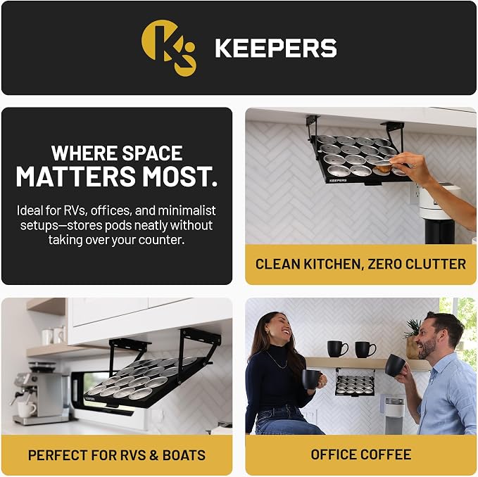 KEEPERS Nespresso® Vertuo® Pod Holder|Under Cabinet Swing Down Coffee Pod - Image 8