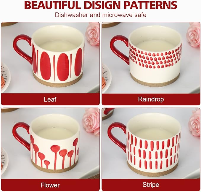 Koja 16 oz Premium Hand Painted Porcelain Ceramic Mug Set, Large Coffee & Tea - Image 5