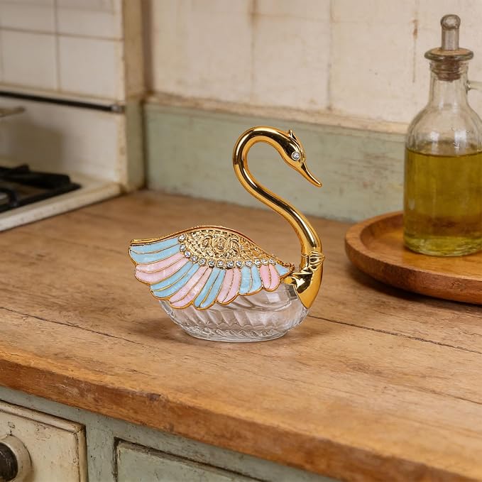 Diydeg Condiment Jar, Plastic Glass Decorative Swan Shaped Seasoning Organizer - Image 5