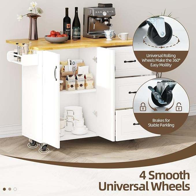 4 EVER WINNER 43" Modern Farmhouse Kitchen Island Cart - Image 6