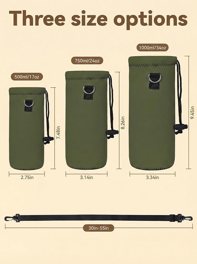 AUPET Water Bottle Bag Carrier, 24oz/32oz Insulated Neoprene bottle Sling - Image 4