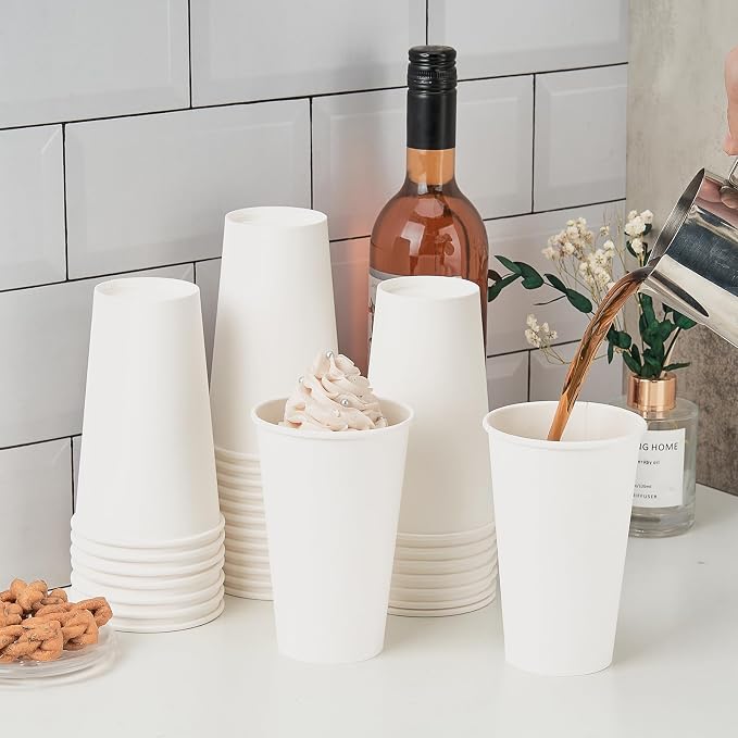 METAPRINT 100 Pack Disposable Coffee Cups 16 oz, Hot Beverage Drinking Cups - Image 5