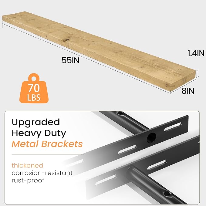 Fun Memories 55 Inch Reclaimed Wood Floating Shelves - Image 3