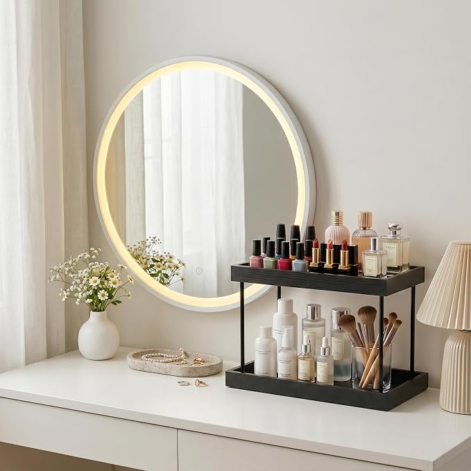 WOPITUES Bathroom Counter Organizer, 2 Tier Perfume Organizer, Wooden Bathroom - Image 5