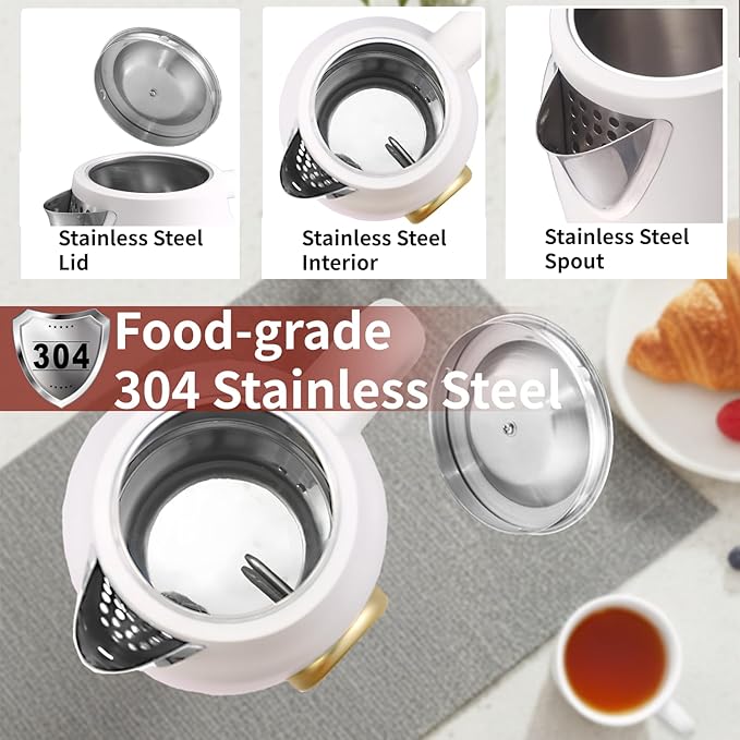 Retro Electric Kettle, 1.7L 304 Stainless Steel Tea Kettle - Image 4