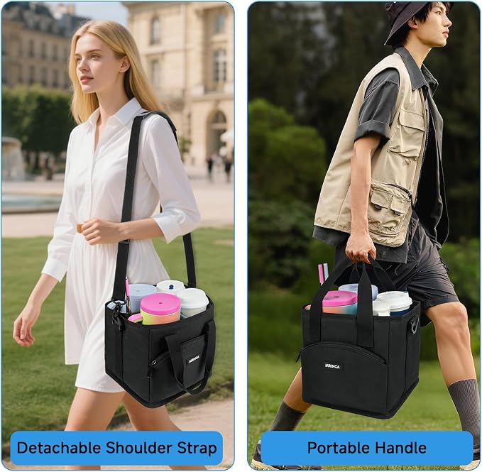 Reusable Drink Carrier with Handle – Insulated, Collapsible 4-Cup Beverage Bag - Image 6