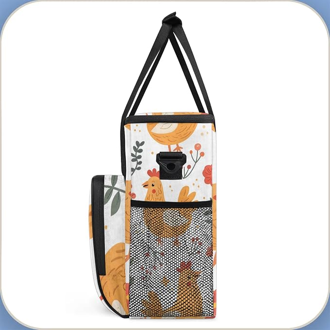 Farmhouse Rooster Chickens Coffee Maker Carring Bag, Large Insulated Storage - Image 4