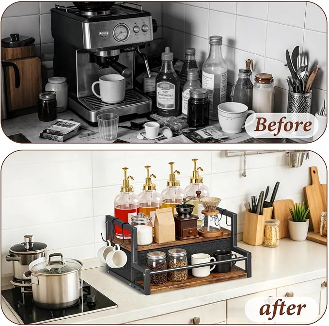 2-Tier Coffee Syrup Organizer Rack, Holds 12 Bottles Syrup Rack - Image 5