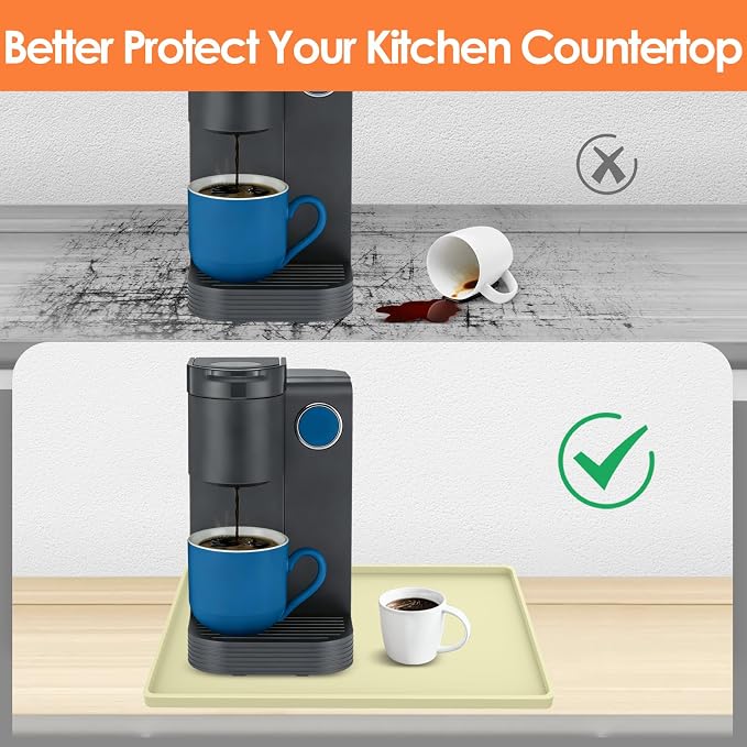 Silicone Coffee Maker Mat with Lip, 15.7'' x 11.8'' Heavy Duty Coffee Maker Mat - Image 3