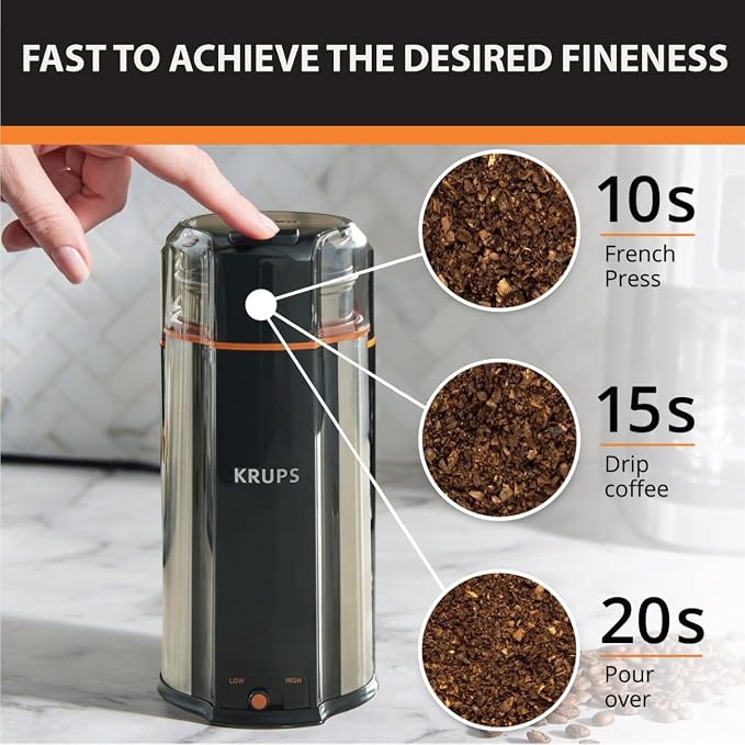 KRUPS: 3oz Coffee Grinder, Ultimate Silent Vortex Plastic and Stainless Steel - Image 6