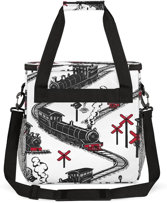 Cartoon Train Coffee Maker Carring Bag, Large Insulated Storage Organizer Case - Image 5
