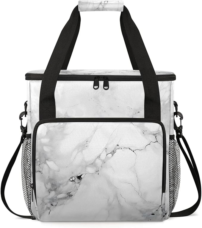 Marble Gray Coffee Maker Carring Bag, Large Insulated Storage Organizer Case by Home