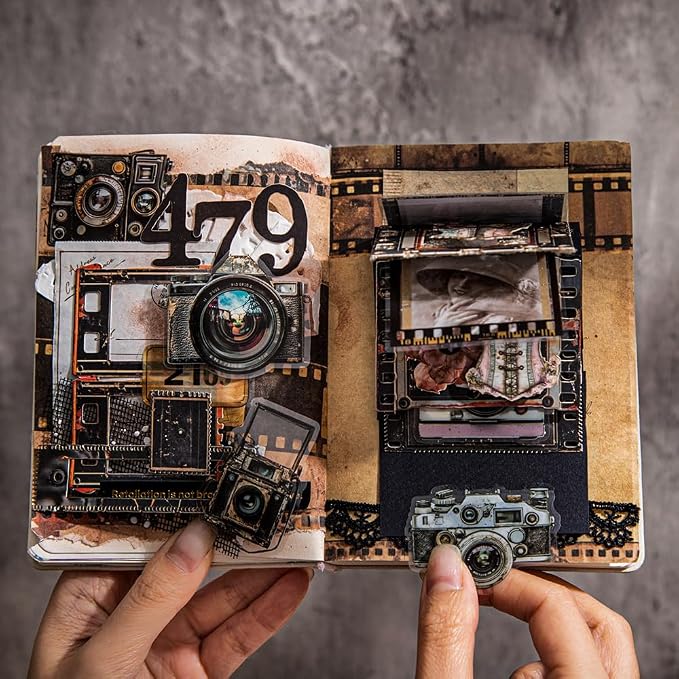 Diuhofart Vintage Scrapbooking Kit, 90 Sheets Time Cinema Theme, Scrapbook - Image 4