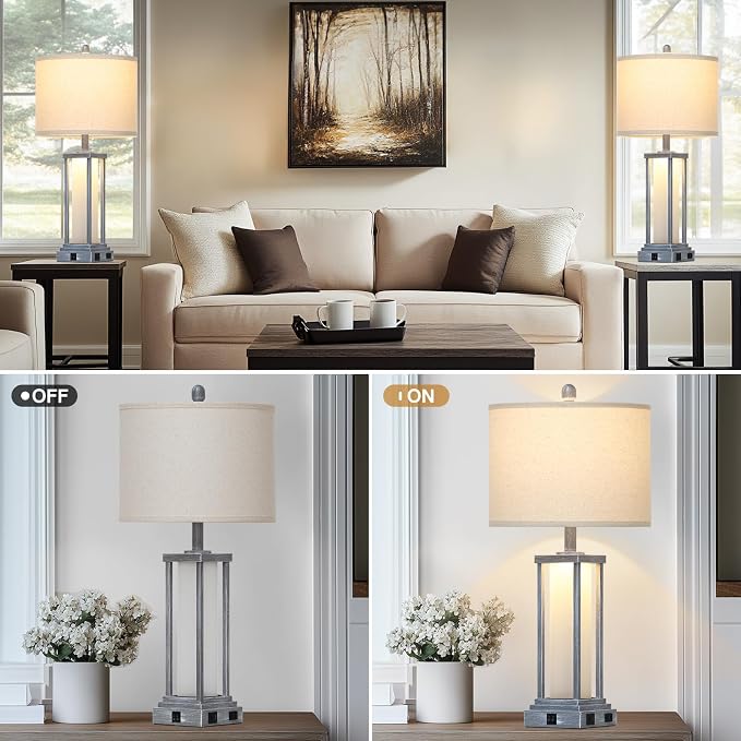 Cinkeda 27" Tall Vintage Table Lamp Set of 2 - Image 4