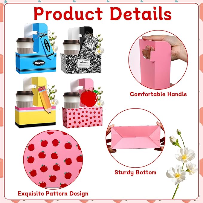 24 Set Teacher Appreciation Gifts Composition Pencil Apple Crayon 2 Cup Drink - Image 3