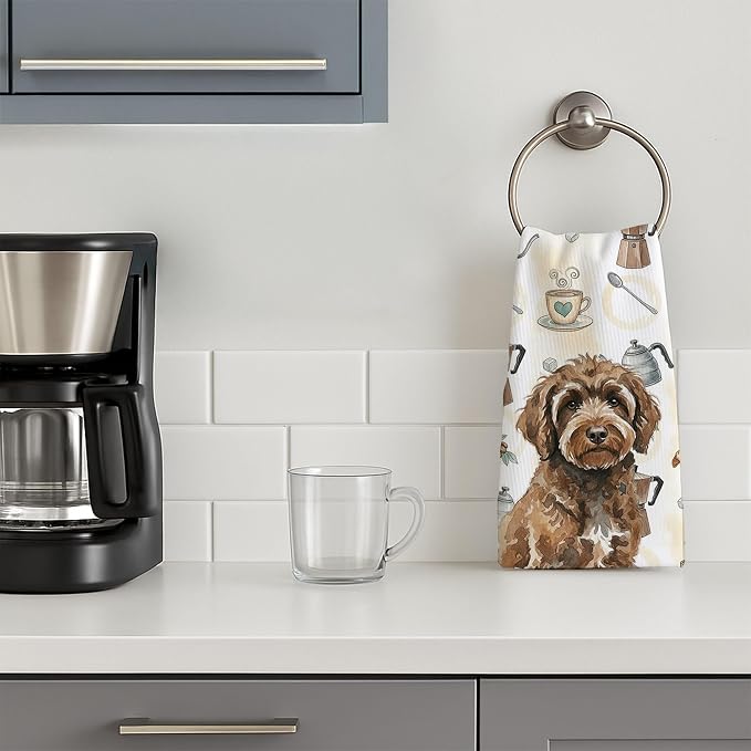 Caroline's Treasures Brown Portuguese Water Dog Coffee Bar Kitchen Towel Velour - Image 3