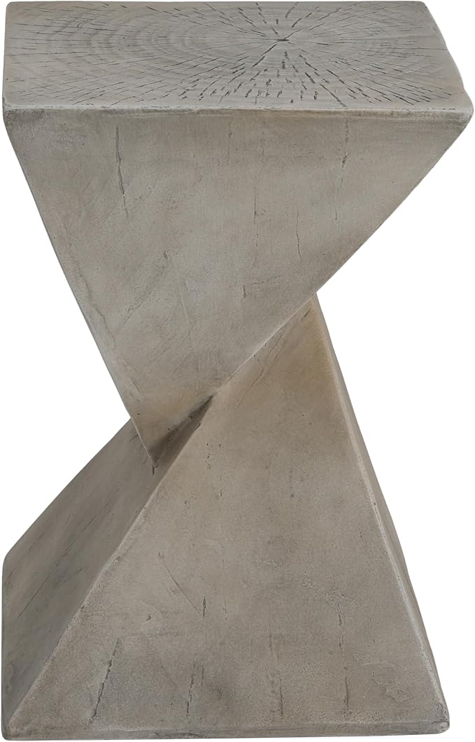 Modern Side Table, 18 inch Tall Sculptural Hourglass End Table in Light Gray - Image 6