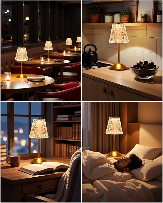 Nusogon 2 Pack Cordless Crystal Table Lamps, Premium Rechargeable Touch Lamps - Image 7