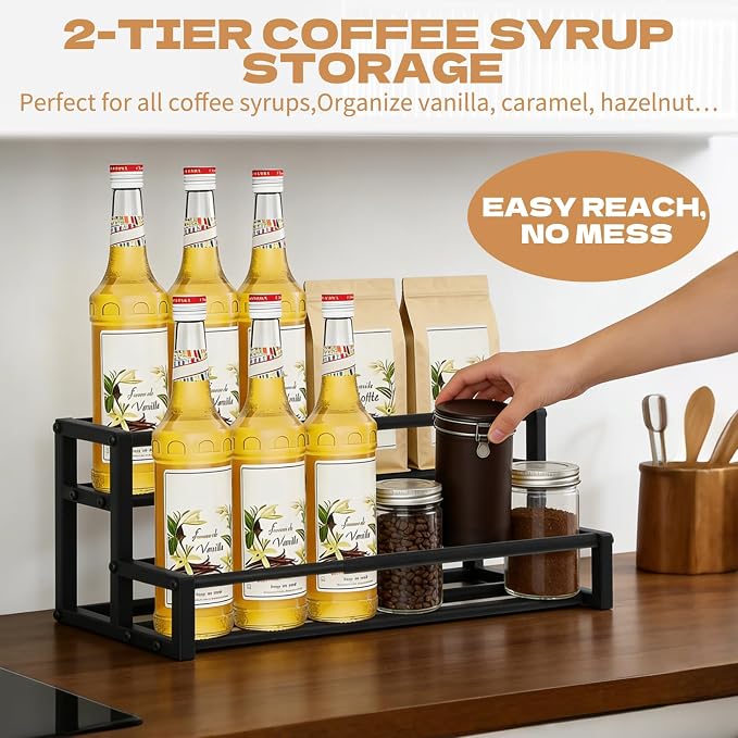 Expandable Coffee Syrup Organizer – Adjustable 12.6"–22.8" Metal Liquor Bottle - Image 2