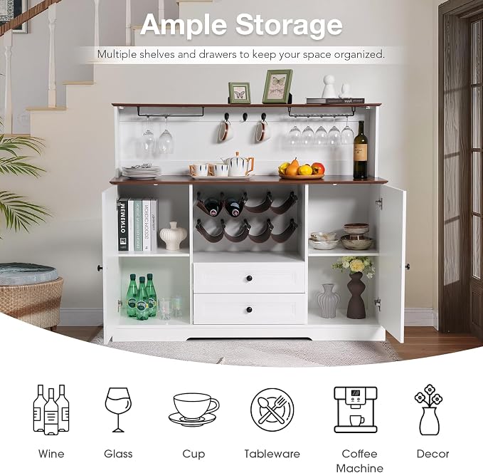 Patiorama 55.5" Farmhouse Coffee Bar Cabinet - Image 8