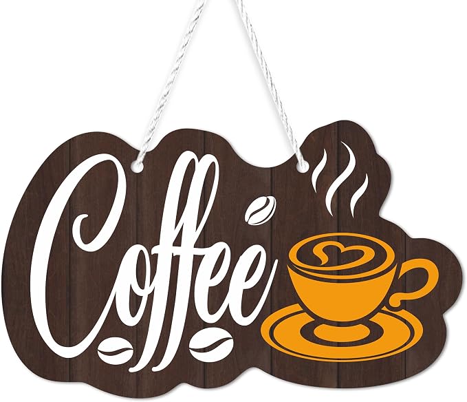 Coffee Bar Sign for Wall Decor, Hanging Coffee Sign for Cafe Station, Farmhouse by Bolcguri