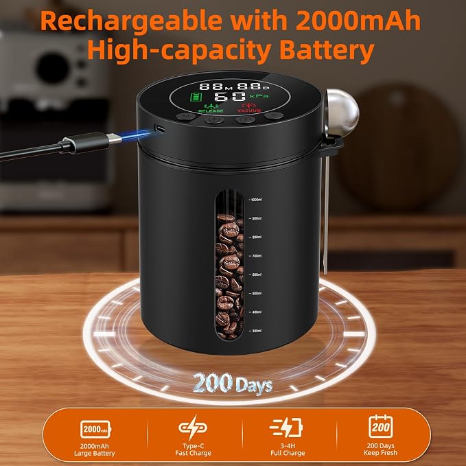 Automatic Vacuum Coffee Canister, 1.3L Coffee Container - Image 6