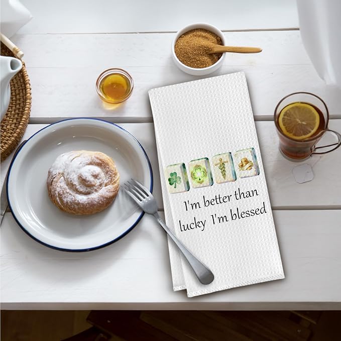 St. Patrick's Day Mahjong Gifts Kitchen Towels, Mahjong Gifts - Image 2