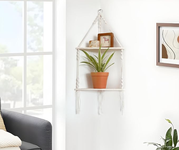 Artilady Macrame Corner Shelf Wall Hanging - Image 4