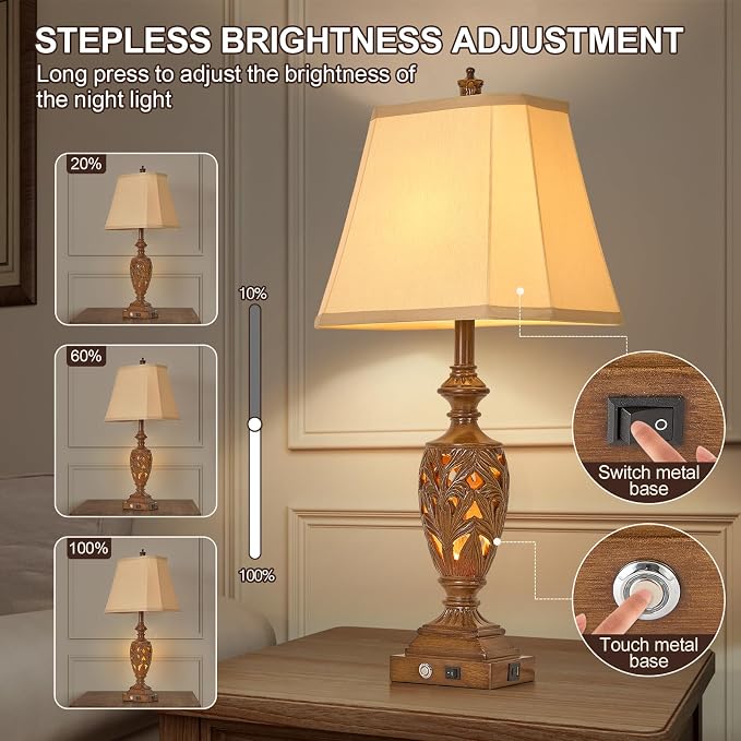 29.5"H Touch Control Traditional Table Lamp - Image 3