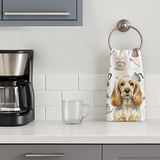 Caroline's Treasures Lemon Roan English Cocker Spaniel Coffee Bar Kitchen Towel - Image 3