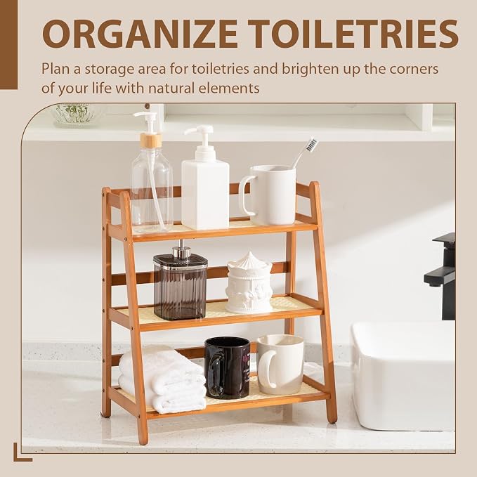 Yalikop 3 Tier Matcha Station Shelf Bamboo Coffee Mug Stand Countertop Storage - Image 4