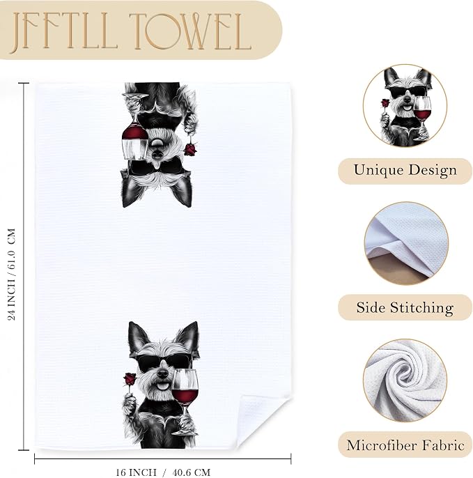 Funny Yorkshire Terrier Kitchen Towels Set of 2, Funny Kitchen Decor, Wine Bar - Image 7