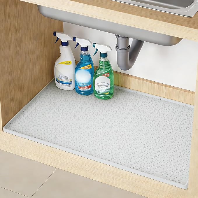 TRZZ Silicone Waterproof Under Sink Mat 28" x 22", Drip Tray and Cabinet Liner by TRZZ