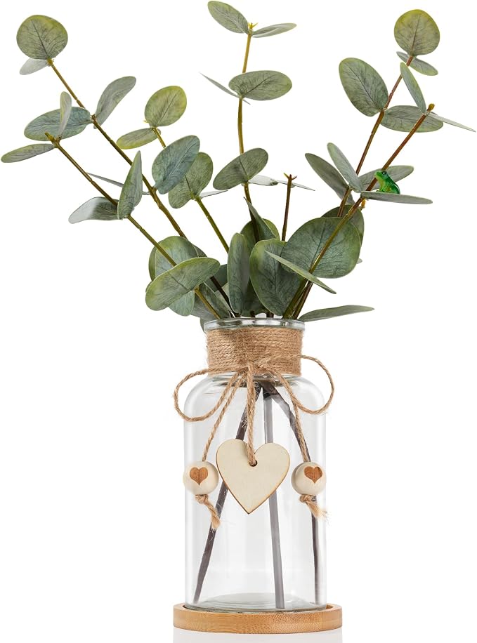 Artificial Eucalyptus Greenery Stems in Glass Vase by Unknown