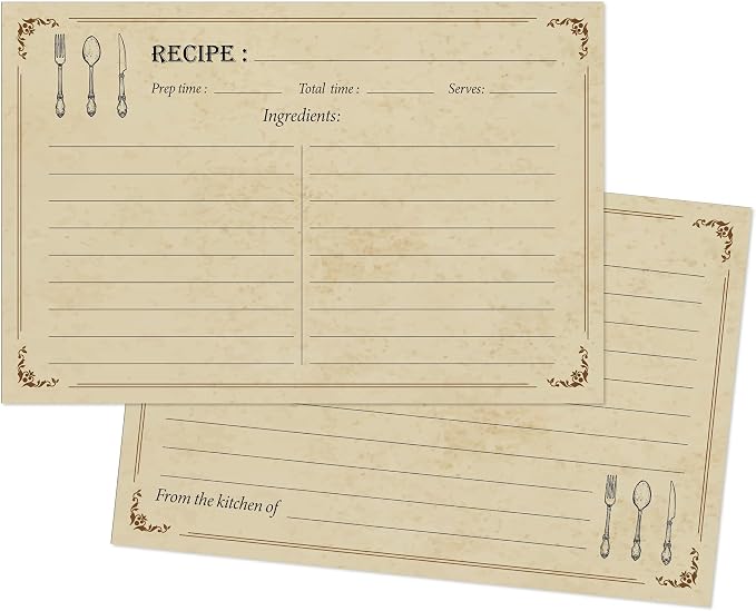 4x6 Recipe Cards, 50 Pack, 300gsm Thick Double-Sided Vintage Design by Unknown