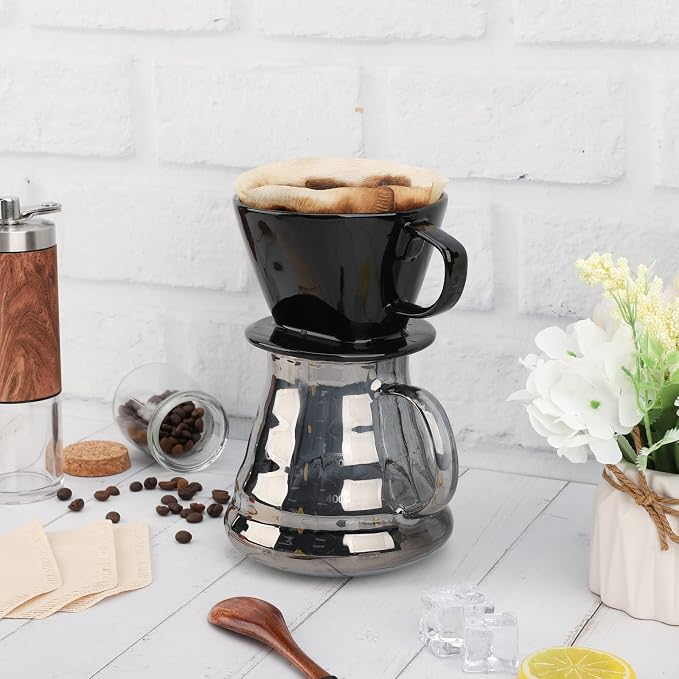 Segarty #2 Pour Over Coffee Maker, Single Cup Black Ceramic Coffee Dripper - Image 6