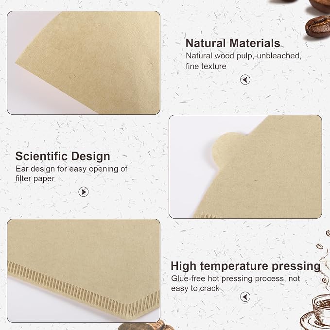 100Pcs Coffee Filters #4, Unbleached Natural Coffee Filters 8-12 Cup, - Image 3