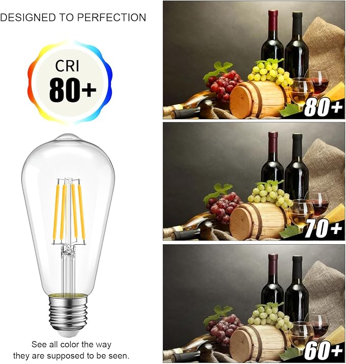 LVWIT ST21 LED Filament Bulb 5W Dimmable 2700K Warm White Vintage Edison Light - Image 6