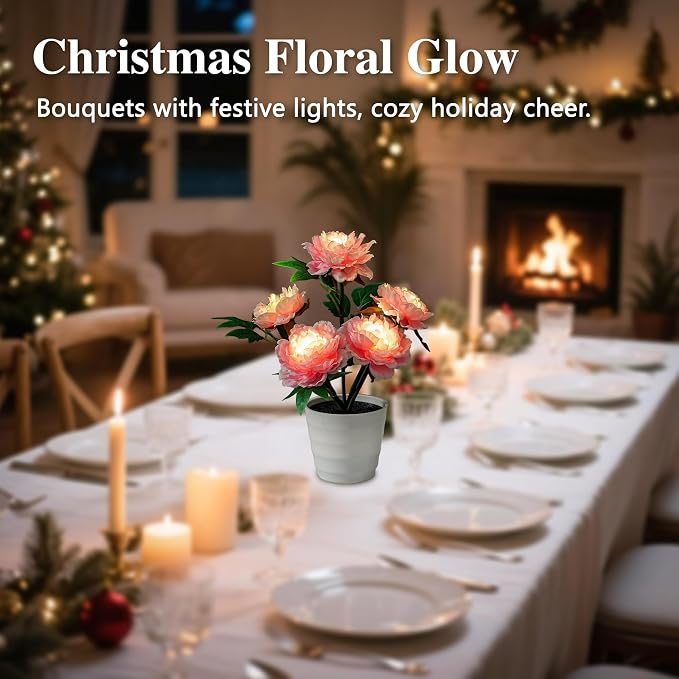 Pink Peony Artificial Flower Lamp, Night Light - Image 5