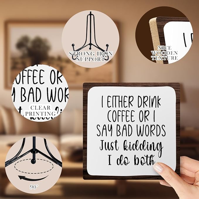 Coffee Bar Sign, 5x5 Inch Wooden Plaque - Image 3