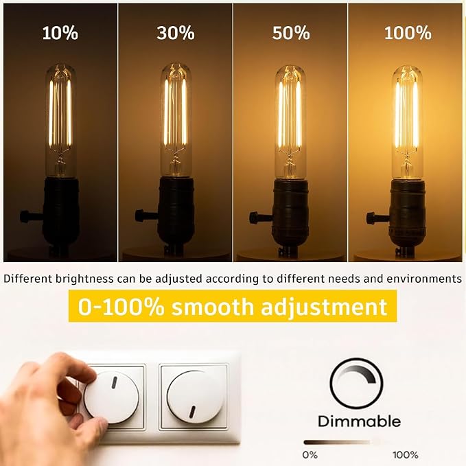 4W Tubular Light Bulbs, E26 T10 LED Bulbs Equvialent to 40Watt Type T Bulbs - Image 3
