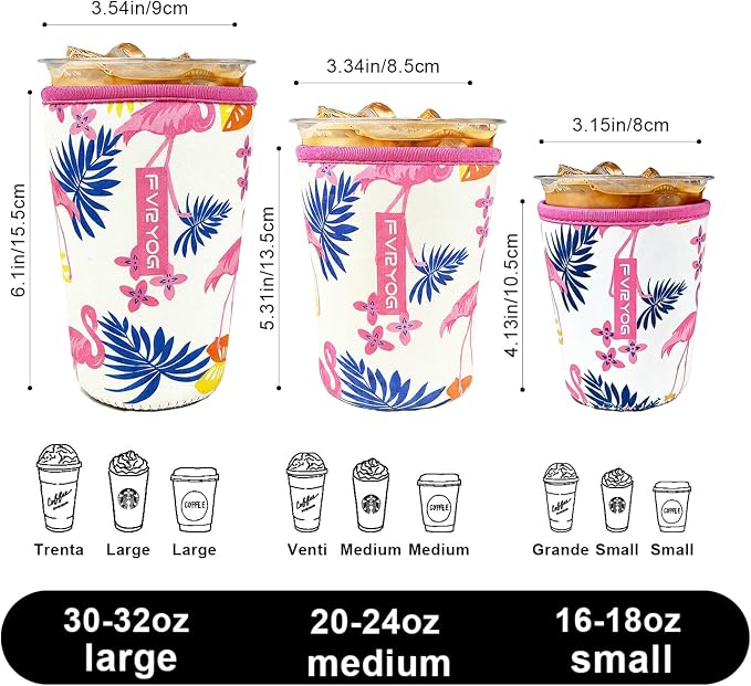 3 Pack Reusable Insulated Neoprene Iced Coffee Sleeves & Coffee Cup Holder - Image 7