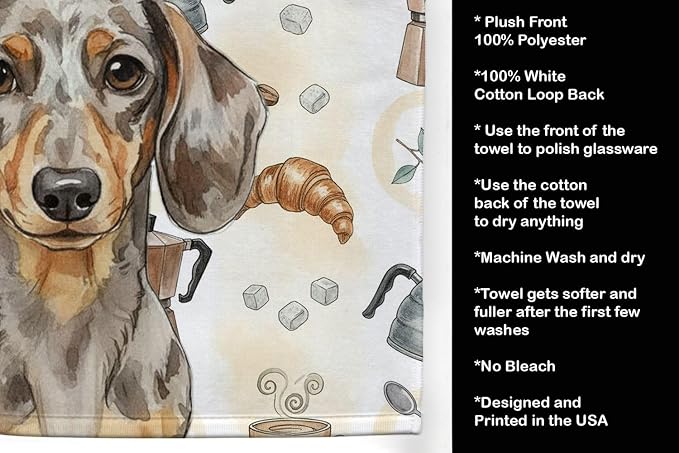 Caroline's Treasures Dapple Dachshund Coffee Bar Kitchen Towel Velour Plush - Image 4