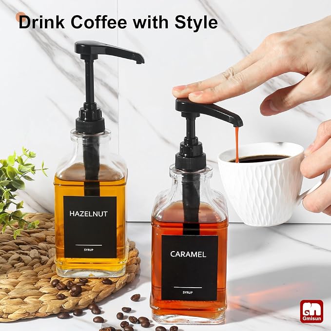 GMISUN Coffee Syrup Dispenser, 16.9 fl oz Syrup Pump Dispenser - Image 5