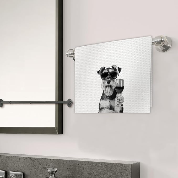 Schnauzer Gifts Wine Dog Kitchen Towels, Gifts - Image 3