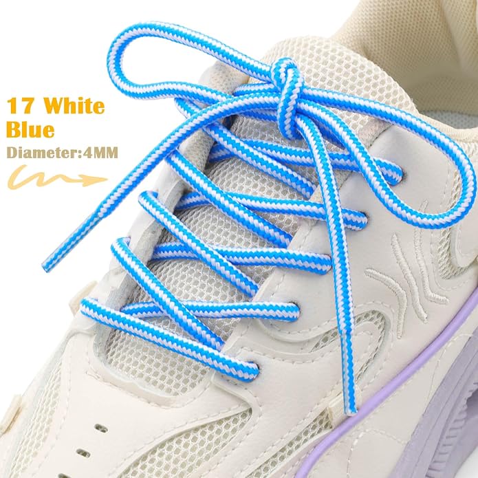 DELELE 2 Pair Round Boot Laces Outdoor Hiking Walking Shoelaces Dual Coloured - Image 2