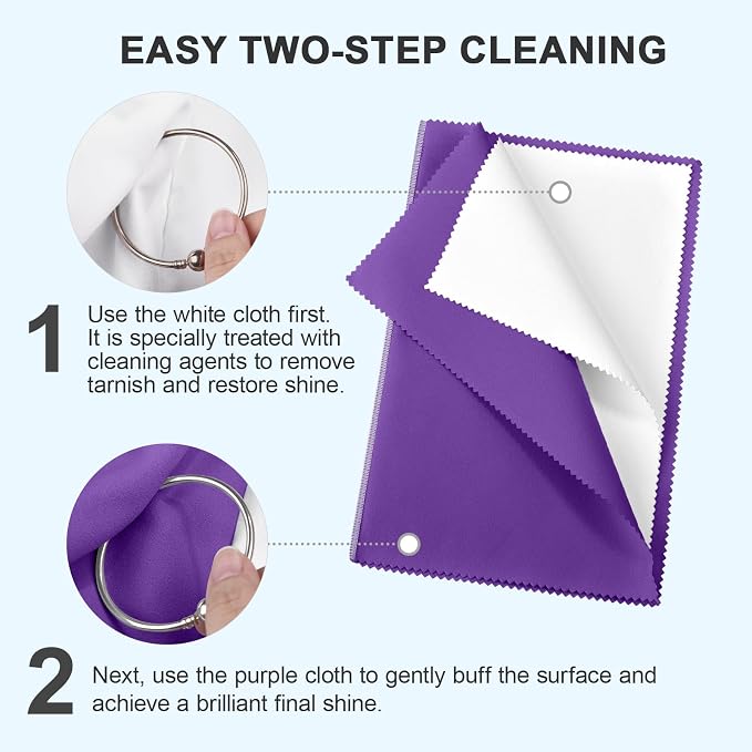 SEVENWELL 2pcs Silver Polishing & Cleaning Cloth, Sterling Silver Silverware - Image 3