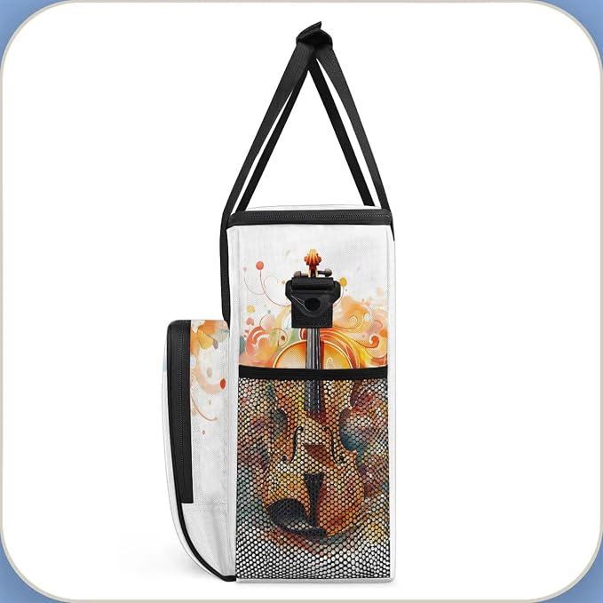 Violin Music Coffee Maker Carring Bag, Large Insulated Storage Organizer Case - Image 4