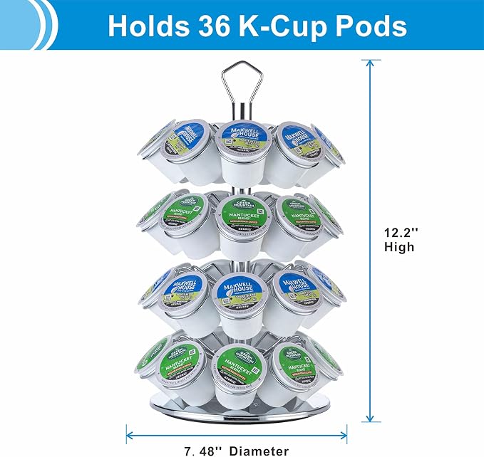 K cup Holder Storage Coffee Capsules Pod Holder Carousel 4 Tier Compatible - Image 2